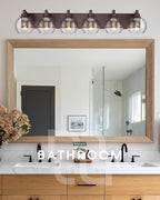 METWET Oil Rubbed Bronze Bathroom Light Fixtures, 6-Light Bathroom Vanity Lights Over Mirror with Globe Clear Glass Shade, 38 Inch Modern Sconces Wall Lighting, VL195-ORB-6