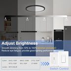 hunhun 6 Pack 16 Inch Dimmable LED Flush Mount Ceiling Light 4800LM Round Light Fixture 5 Color Temperature Selectable Large Flat Ceiling Lamp for Living Dining Room Black ETL Listed