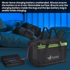 FLASLD Large Fireproof Lipo Bag for 100Ah Lithium Battery Storage and Charging, 14 x 7.8 x 9.5in Waterproof Box for Documents and Valuables