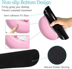 LIMKRIAN Elephant Mouse Pad Desk Mat Set, Kawaii Gaming Ergonomic Mouse Pad with Wrist Support Wrist Rest for Computer Keyboard Cup Coaster, Cute Pink Elephant Office Supplies Desk Decor Accessories