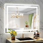 YEELAIT 40x30 Inch LED Bathroom Mirror with Lights Front and Backlit Lighted Vanity Mirror for Bathroom Wall with 3 Colors Dimmable Anti-Fog Memory Shatter-Proof IP54 Waterproof Horizontal/Vertical