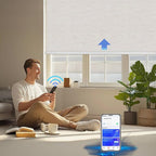 COOLWINDS Motorized Blinds with Remote Cordless Automatic Motorized Shades Custom Blinds for Windows Smart Curtains Compatible with Alexa Google Home(Blackout Linen Sandy Beach,W36 x H72in)
