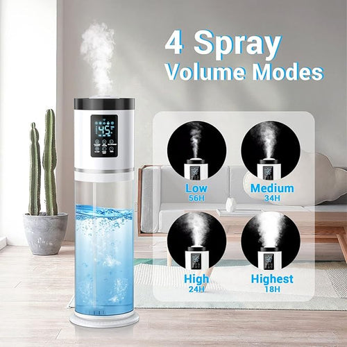 8L/2.1Gal Humidifiers for Bedroom Large Room with Clear Tank, 7-Color Light, 36dB Ultrasonic Cool Mist Humidifiers with Humidistat, Essential Oil Tray Top Fill Humidifier for Home Bedroom Office