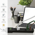 GoGreen Power Inc. (G-16106MSBK-2) 6 Outlet Surge Protector, 6FT Cord, Black, 2 Pack