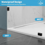 Shower Glass Panel, 36" W x 76" H Fixed Shower Screen Panel with 3/8"(10mm) SGCC Clear Tempered Glass, Frameless Walk in Shower Door for Bathroom (Matte Black, 36" W x 76" H)
