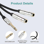 XMSJSIY 6.35mm TS Guitar Signal Audio Y Splitter Cable, 1/4" Male to Dual Mono 1/4" Female Adapter with Gold-Plated OFC HiFi TS Speaker Headphone Extension Cable-0.5M/1.6FT