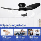 Glowall Small Ceiling Fan with Lights and Remote, 32 Inch Flush Mount, Small Quiet, DC Motor, Reversible Blades, 6 Wind Speeds, Dimmable LED, Adjustable Color Temperature, Timer