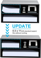 FITUEYES Large Printer Stands with 3 Storage Compartments, Desktop Paper Organizer Shelf for Home Office, 2-Tier Printer Riser, Black, 18.9" L x 15.7" W x 8.7" H