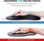 Mouse Pad Wrist Support, Laokiiy 2 in1 Keyboard Wrist Rest+ Ergonomic Mouse Pad, Non-Slip Wrist Rest for Computer Keyboard, Made Easy Typing & Relieve Wrist Pain（Black