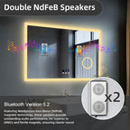 LUVODI Bathroom Mirror LED Lighted: 40x24 inch Rectangle Makeup Vanity with Bluetooth Speaker, Time Display, Magnifier, Anti-Fog, Memory Function, 3 Color Temperature