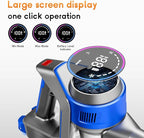 BSNAW Cordless Stick Vacuum Cleaner - Rechargeable, 35Kpa Powerful Vacuums with Detachable Battery, LED Display, 45Mins Runtime, 8 in 1 Handheld Vacuum for Hardfloor & Carpets Pet Hair, Blue