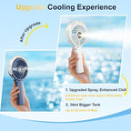 HandFan Upgraded Portable Misting Fan, Handheld Spray Water Mister Fan, USB Rechargeable Personal Mist Fans, Mini Cooling Hand Fans for Summer Beach Travel Concerts, Gifts for Women(White)