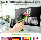 Tera Barcode Scanner Wireless 2D QR with Stand: Digital Setting Screen Keypad Pro Version Extra Fast Scanning Speed Works with Bluetooth 2.4G Wireless USB Wired Bar Code Reader HW0009-Z Green