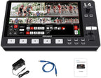 Feelworld L4 Switcher 10.1 Inch Touch Screen Multi-Camera Video Mixer Switcher,4xHDMI,SDI,Audio Input/Output,App/PTZ Control,USB3.0 Fast Streaming,Built-in Cooler,13 Transitions