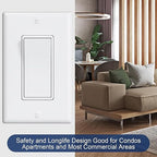 ThunderWay 3 Way Decorator Light Switch with Wall Plates, 15A 120/277V Decora Three Way Electrical Wall Paddle Rocker Switches Replacement, Residential Grade, UL Listed, Glossy White(30 Pack)