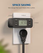 DEWENWILS 24 Hour Programmable Digital Timer Outlet with 1 Grounded Outlet, Timers for Electrical Outlets, Light Timer for Indoor Lamp Fan Aquarium, 125V/15A/1000W, 3 Prong, 1/2 HP, Black