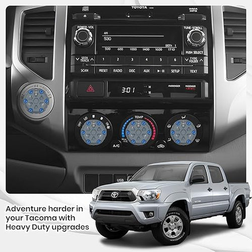 4 Pack - 2nd Gen Tacoma Accessories AC Knob Upgrade - 2005,2006,2007,2008,2009,2010,2011,2012,2013,2014,2015 Tacoma Climate Control Dial Mods Set - for Toyota Interior Replacement Kit