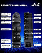Flecto 20835553 Master Power Window Switch Driver Side with Door Lock Compatible with 2011-2013 Chevy Silverado, Replace# 20835553AD, Driver Side Window and Door Lock Control Assembly