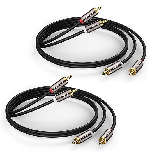 J&D RCA Cable, (2 Pack) Gold-Plated RCA Audio Cables, Copper Shell 2RCA Male to 2RCA Male Stereo Audio Cable, 9 Feet
