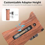 SmallRig Wooden Side Handle with 1/4''-20 Screws, Max. Load 15kg/33lbs, Up and Down Adjustable, for Left or Right Hand