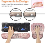 Ergonomic Mouse Pad Wrist Support and Keyboard Wrist Rest Set with Coasters, Non-Slip PU Base, Easy Typing & Pain Relief, Perfect for Home Office Working Studying, Bible Verse Psalm 46:5