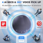 EMEET M3 Conference Speaker and Microphone, Zoom Certified Bluetooth Speakerphone with 4 AI Mics 360° Voice Pickup, 18H Talk Time, USB 2.0&Bluetooth 5.0 with Daisy Chain for 20 People for Zoom Teams