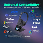 Yealink HA64 Pro Wireless DECT & Bluetooth Headset with Touch Screen for Office, Home, Desk Phone, Computer, Smartphone (Dual Speaker)