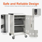 Aokleo 32 Devices Laptop Charging Cart with Password Lock,Tablet Storage Carts for Pad Up to 16.3" Screen,Classroom Computer Mobile Charging Station for Pads,Chromebooks,Laptops(White - Password Lock)
