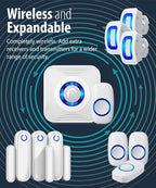 Fosmon WaveLink Wireless Door Chime with 500 Feet Range, 58 Tunes, 5 Volume Levels & LED Indicators for Home/Business/Office (1 Receiver + 2 Sensors)