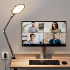 LitONES Video Conference Lighting for Computer, Dimmable Light for Video Recording, Meeting, Laptop & Webcam, 15W Ring Light for Desk with C- Clamp, Swing Arm, Remote, Memory & Timer CRI >95