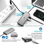 SSK Laptop USB C Docking Station Dual Monitor,HDMI 4K/60Hz Multiport Adapter 11 in 1 USB C Hub, Thunderbolt Dock Triple Display with 2 HDMI+VGA,RJ45 Ethernet,100W PD,3 USB for MacBook