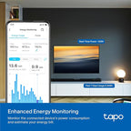 TP-Link Tapo Smart Plug P210M, Wi-Fi in-Wall Outlet, Matter Compatible, Energy Monitoring, 15A/1800W Max, Works with Alexa, Apple Home, Google Home, SmartThings, Voice/Remote Control, ETL Certified