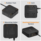TESSAN Surge Protector Power Strip Black, 5 Ft Flat Plug Extension Cord with 3 USB (1 USB C) 8 Outlets, 900J Surge Protection, 3 Sided Outlet Extender with Power Switch for Office, Dorm Room