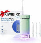 KIWIBIRD Mini Water Flosser for Travel, Ultra-Portable Cordless Oral Irrigator with UVC Light, IPX8 Waterproof 3 Modes, 230mL Teeth Cleaner for Tonsil Stones & Braces Care - Home & Travel (Green)