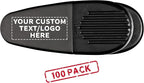 100 Magnetic Memo Holders Set - Customizable Text, Logo - Large Clip, Plastic - Black
