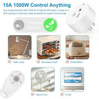 Remote Control Outlet,Greencycle 2 Remote Light Switches and 2 Plugs,Wireless Light Switch,500ft Range,No Wiring Needed,15A/1500W for Household Appliances,FCC Certified,White