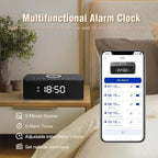Dual Alarm Clock Radio Bedroom, Digital Alarm Clocks Bedrooms Bluetooth, Up to 10 Bedroom Alarms Clock White Noise 23 Soothing Sounds App/Button Control Snooze 12/24H FM Speaker Charging, Black