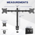 VIVO Dual Monitor Desk Mount, Holds 2 Computer Screens up to 30 inches and 22lbs Each, Heavy Duty Fully Adjustable Steel Stand with C-Clamp and Grommet, Black, STAND-V002