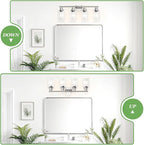 Guliaofo 4-Light Nickel Bathroom Light Fixtures, E26 Modern Vanity Lights for Bathroom with Clear Glass Shade, Wall Lamps for Mirror Hallway Kitchen Cabinet Living Room Sconces Lights