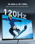 KTC 27 Inch 5K Monitor, 5120 x 2880 5K2K Monitor with 65W Type-C Port, Dual Mode Computer Monitors Compatible with Mac mini, IPS Panel, HDR 400, 217 PPI, 135% sRGB, HDMI DisplayPort, Tilt, H27P3