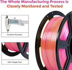 FLASHFORGE Silk Dual Color Filament, Pink and Yellow 2 in 1 Coextrusion Silk PLA Filament 1.75mm, 3D Printer Filament Color Change 1kg(2.2lbs) Spool, Dimensional Accuracy +/- 0.02mm