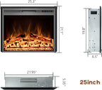 Electric Fireplace, 25" Electric Fireplace Inserts, Recessed Fireplace Heater with Remote Control, Adjustable Flame Colors, Timer&Overheating Protection, 750/1500W