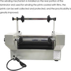 WYDDDARY 14.17"/360MM Electric Steel Roller Thermal Laminator with Winding Mechanism Hot Cold Roll Laminator Adjustable Temp 60-130℃ Electric Laminating Machine for Single/Double Sided Laminating