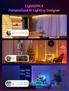 Lepro S1 AI LED Strip Lights for Bedroom - 16.4ft Smart RGB Light Strips with IC and Rainbow Chasing Effects, Color Segment DIY, Personalized Al Lighting Designer, No Remote, 2.4G Wi-Fi & Bluetooth