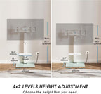 FITUEYES Floor TV Stand for 32-75 inch TV with Power Outlet, Tall TV Stand for Bedroom Living Room with Tempered Glass Base, Floor TV Mount Holds Up to 88lbs MAX VESA 600x400mm,White