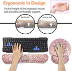 Keyboard Wrist Rest + Mouse Pad Wrist Support Set with Coasters, Non-Slip PU Base Ergonomic Mousepad for Home Office Working Studying Easy Typing & Pain Relief, Bible Verse Philippians 4-13