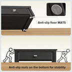 WOHOMO Dual Monitor Stand Riser with Drawers, Wood Desk Organizers for 2 Monitors, Desktop Storage Stand for Computer, Laptop, Black