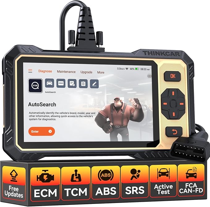 THINKCAR THINKSCAN 662 OBD2 Scanner,Car Diagnostic Tool with Bidirectional Active Test,Car Scanner Engine ABS SRS Transmission,Scanner for Car with 12 Reset,CAN FD & FCA SGW,Lifetime Free Update