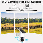 Kweiugfi 4G LTE Cellular Security Camera Outdoor,365 Days Unlimited Data,Wireless Solar Security Camera,2K Color Night Vision,360° Live View,Real-time Alerts,Motion Sensor,64G TF Card, No WiFi Needed