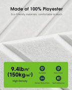 Woovio Sound Proof Foam Panels for Walls, 18 Pack Self-Adhesive Acoustic Panels, 12" X 12" X 0.4" Soundproof Wall Panels for Door, Ceiling, Home Office White